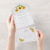 Invitation Tout En Un Mariage de tournesol rustique (Déchirure)