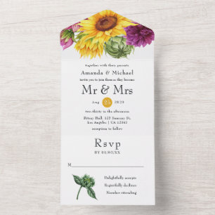 Invitation Tout En Un Mariage de tournesol rustique