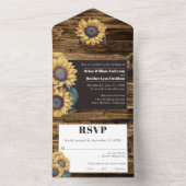 Invitation Tout En Un Mariage de tournesol rustique (À l'intérieur)