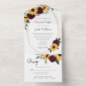 Invitation Tout En Un Mariage de tournesol rustique avec RSVP (À l'intérieur)