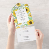 Invitation Tout En Un Mariage de tournesols aquarelle (Déchirure)