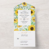 Invitation Tout En Un Mariage de tournesols aquarelle (À l'intérieur)