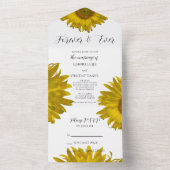 Invitation Tout En Un Mariage de tournesols rayés jaunes (À l'intérieur)