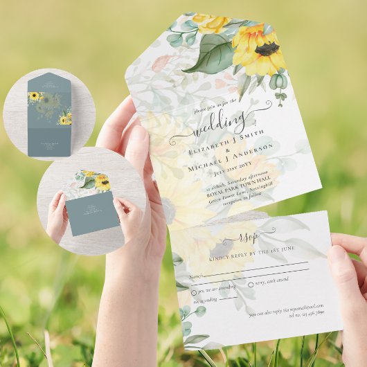 Invitation Tout En Un Mariage de Tournesols romantiques tout compris RSV