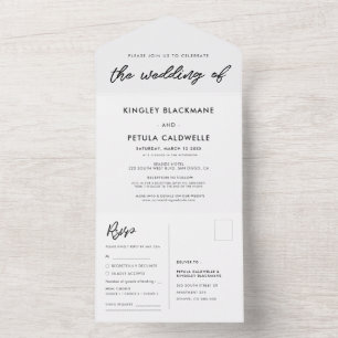 Invitation Tout En Un Mariage de typographie moderne