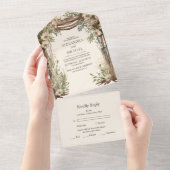 Invitation Tout En Un Mariage de verdure botanique rustique (Déchirure)