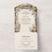 Invitation Tout En Un Mariage de verdure botanique rustique (À l'intérieur)