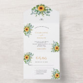Invitation Tout En Un Mariage de verdure des tournesols eucalyptus (À l'intérieur)