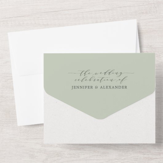 Invitation Tout En Un Mariage de verdure simple Eucalyptus (Verso)