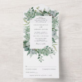 Invitation Tout En Un Mariage de verdure succulente et eucalyptus (À l'intérieur)