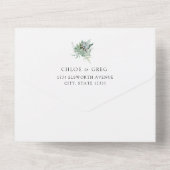 Invitation Tout En Un Mariage de verdure succulente et eucalyptus (Verso)