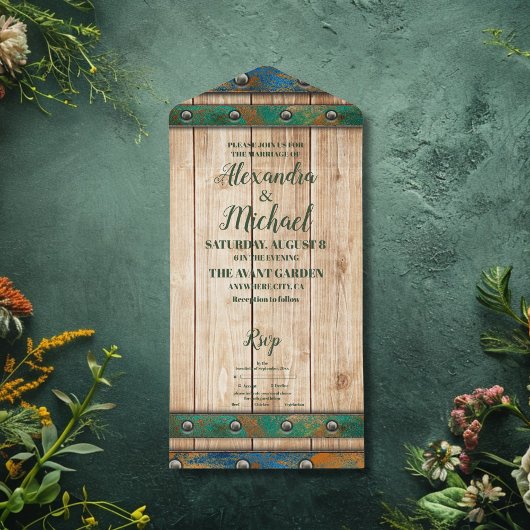 Invitation Tout En Un Mariage de vignoble chic moderne