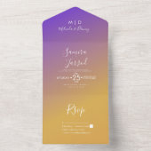 Invitation Tout En Un Mariage dégradé violet jaune (À l'intérieur)