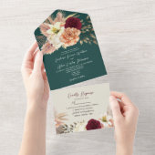 Invitation Tout En Un Mariage d'émeraude en Bourgogne russe (Déchirure)