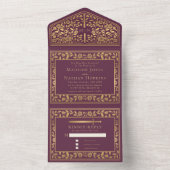 Invitation Tout En Un Mariage d'épée médiévale Mauve (À l'intérieur)