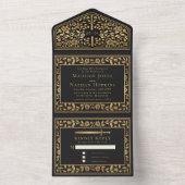 Invitation Tout En Un Mariage d'épée médiévale noire (À l'intérieur)