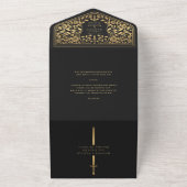Invitation Tout En Un Mariage d'épée médiévale noire (Dehors)