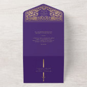 Invitation Tout En Un Mariage d'épée médiévale violette (Dehors)