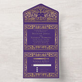 Invitation Tout En Un Mariage d'épée médiévale violette (À l'intérieur)