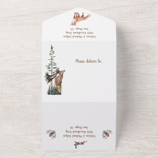 Invitation Tout En Un Mariage des animaux forestiers (Dehors)