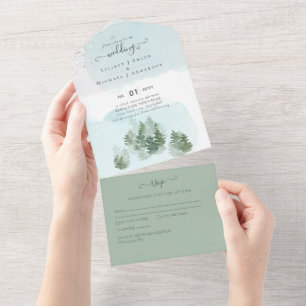Invitation Tout En Un Mariage des arbres de la forêt de montagne 3in1 RS