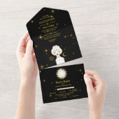 Invitation Tout En Un Mariage des étoiles célestes mystiques d'or noir (Déchirure)