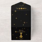 Invitation Tout En Un Mariage des étoiles célestes mystiques d'or noir (Dehors)