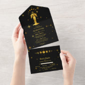 Invitation Tout En Un Mariage des étoiles célestes mystiques d'or noir (Déchirure)
