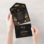 Invitation Tout En Un Mariage des étoiles noires de minuit céleste (Déchirure)