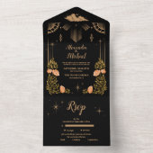 Invitation Tout En Un Mariage des étoiles noires de minuit céleste (À l'intérieur)