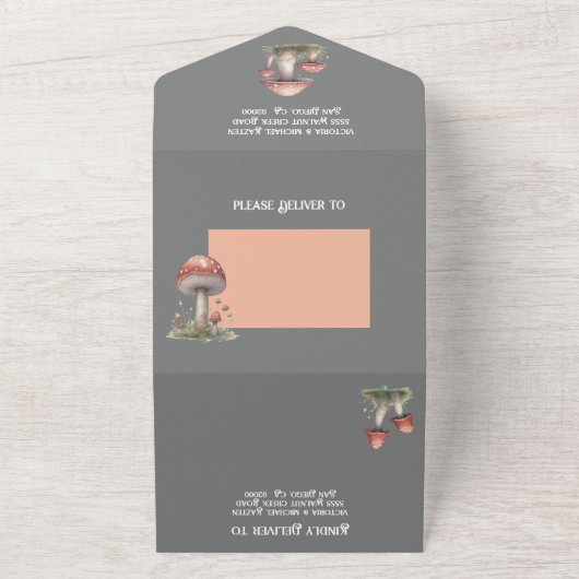 Invitation Tout En Un Mariage des feux jumelés Forêt Enchantée Toadstool (Dehors)
