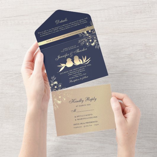 Invitation Tout En Un Mariage des Oiseaux (Déchirure)