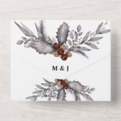 Invitation Tout En Un Mariage des oiseaux de forêt brune grise et touffu (Verso)