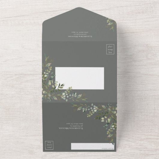 Invitation Tout En Un Mariage des repas verts de l'Eucalyptus Sage Botan (Dehors)