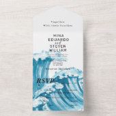 Invitation Tout En Un mariage des vagues océaniques (À l'intérieur)