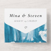 Invitation Tout En Un mariage des vagues océaniques (Verso)