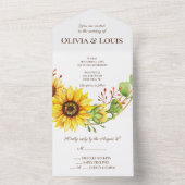 Invitation Tout En Un Mariage d'été des tournesols Boho (À l'intérieur)