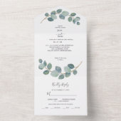 Invitation Tout En Un Mariage d'été Eucalyptus de verdure rustique. (À l'intérieur)