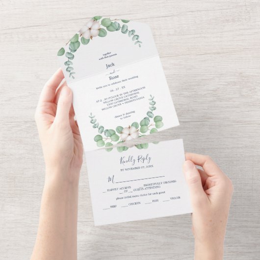 Invitation Tout En Un Mariage d'été Eucalyptus de verdure rustique. (Déchirure)