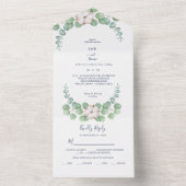 Invitation Tout En Un Mariage d'été Eucalyptus de verdure rustique. (À l'intérieur)