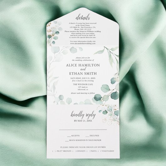 Invitation Tout En Un Mariage d'été Eucalyptus de verdure rustique