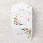 Invitation Tout En Un Mariage d'Eucalyptus rose Peach Cuivre (Dehors)