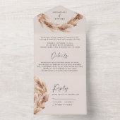 Invitation Tout En Un Mariage d'herbe bohème naturel moderne (À l'intérieur)