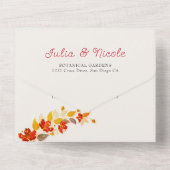 Invitation Tout En Un Mariage d'hibiscus tropicaux d'Orange brulé (Verso)