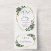 Invitation Tout En Un Mariage d'hiver Aquarelle Verdure Script (À l'intérieur)
