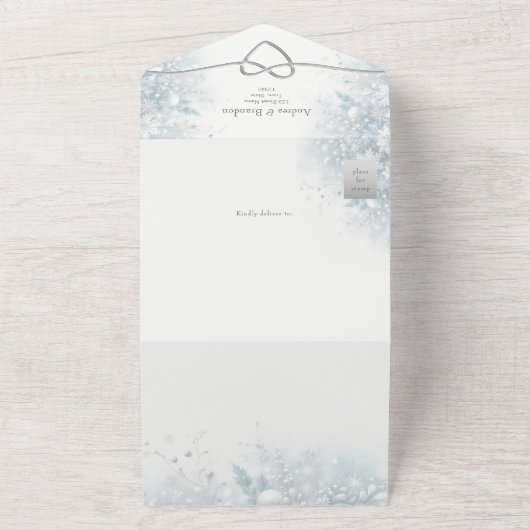 Invitation Tout En Un Mariage d'hiver élégant en argent (Dehors)