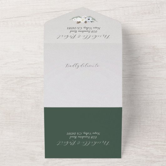 Invitation Tout En Un Mariage d'hiver floral rustique (Dehors)