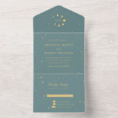 Invitation Tout En Un mariage d'or céleste (pas d'ENV) (À l'intérieur)
