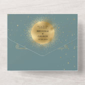 Invitation Tout En Un mariage d'or céleste (pas d'ENV) (Verso)