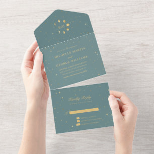 Invitation Tout En Un mariage d'or céleste (pas d'ENV)